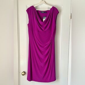 Lauren by Ralph Lauren sleeveless cowl neck dress sz 16 NWT purple